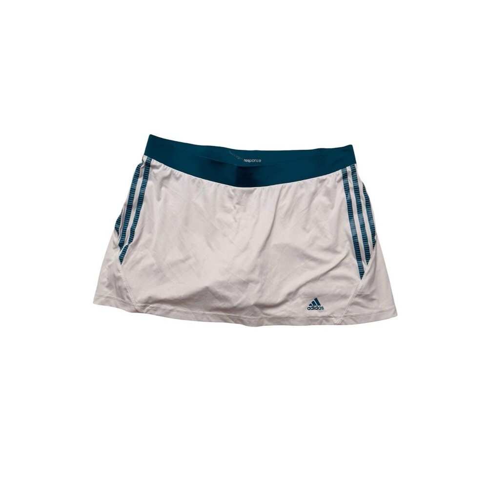Adidas Response Climalite Tennis Skort White Teal 3-Stripe Built-In Sz L - Picture 2 of 5